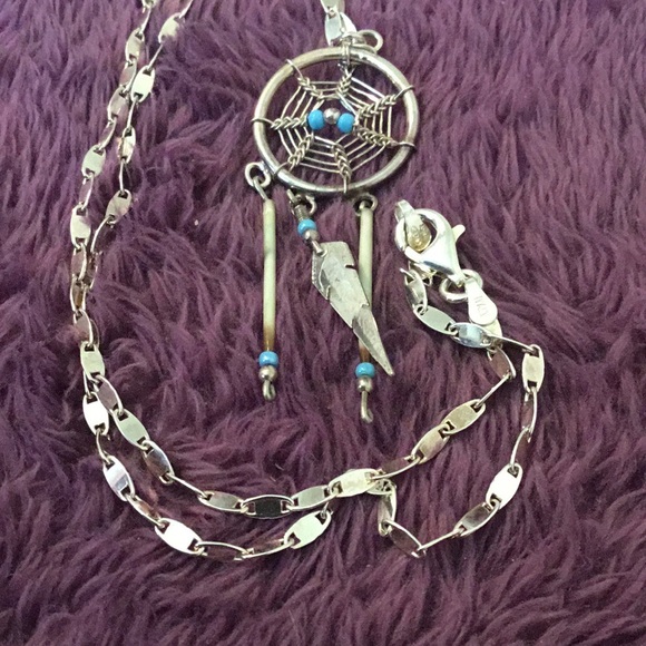 Vintage 925/Sterling Silver & Turquoise & Bone Necklace & Earring Set - Picture 7 of 15